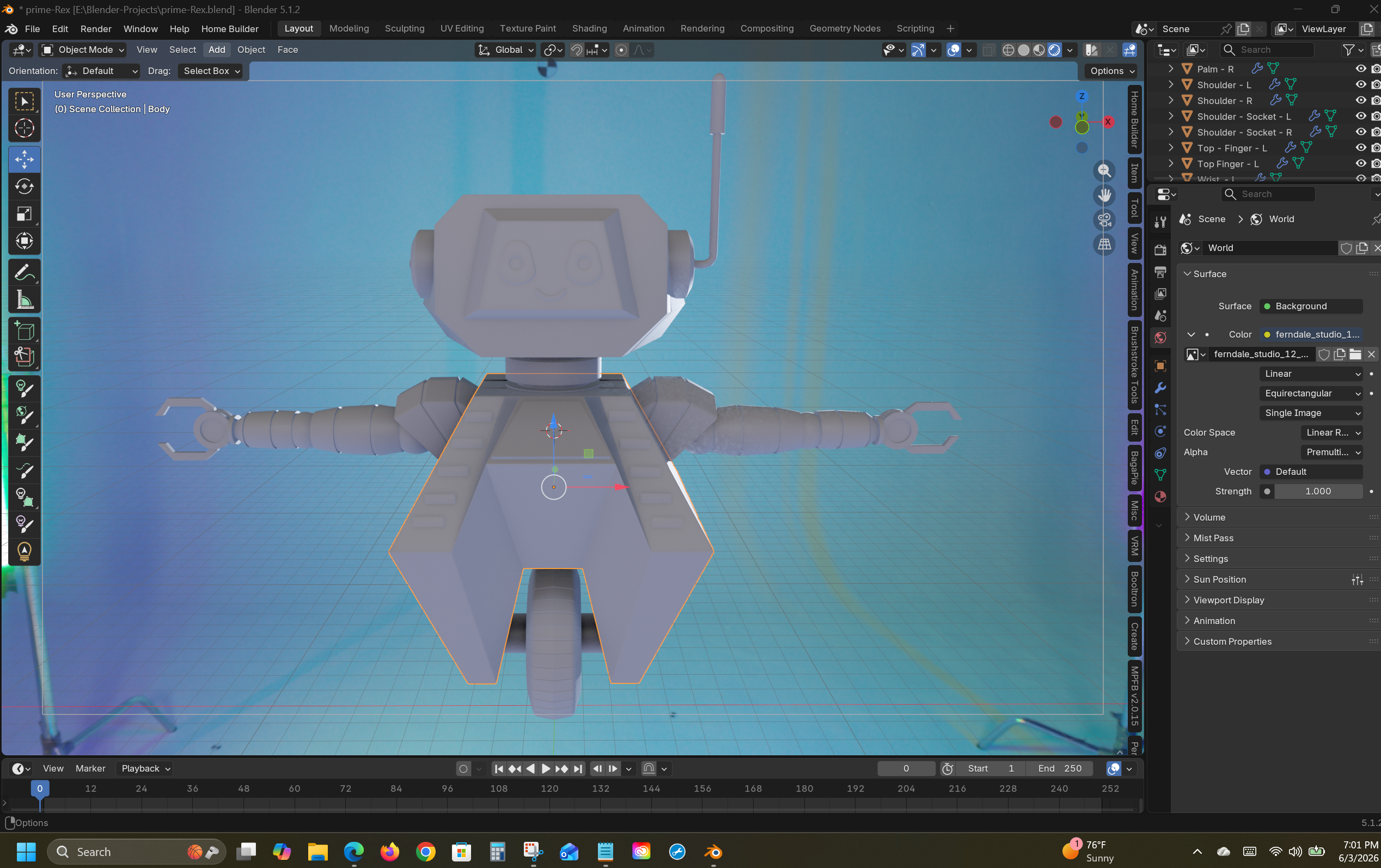 Material and surface treatment for the robot and drink can scene